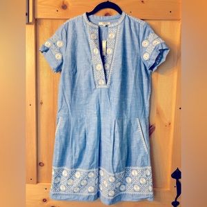 Madewell Light Blue Embroidered Midi Dress